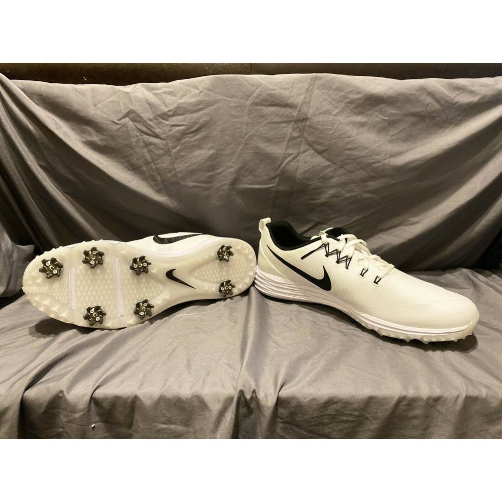 NIKE White Sz 13 Men's Lunarlon Golf Shoes With Soft Spikes- NEW WITHOUT TAGS!